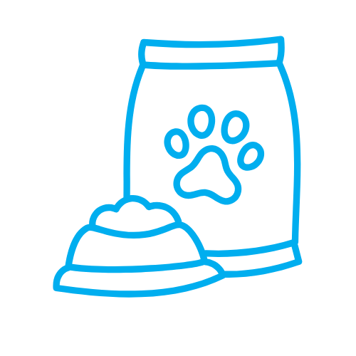 Cat eating from a bowl and a person feeding more food