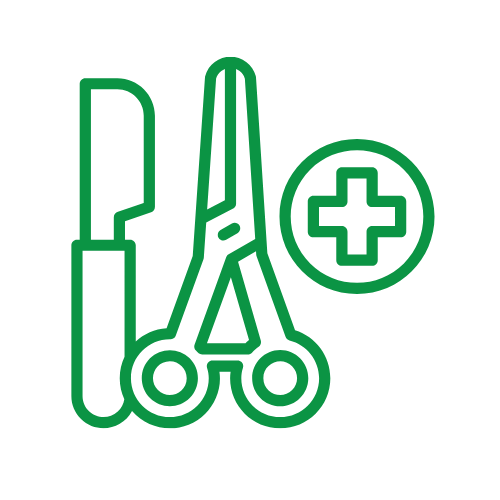 Vet with a dog on table after leg surgery